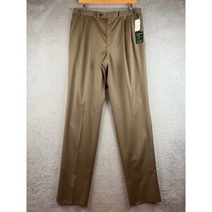 New Lauren Ralph Lauren Ultraflex Tan Wool Pleated Dress Pants Mens 38W Long